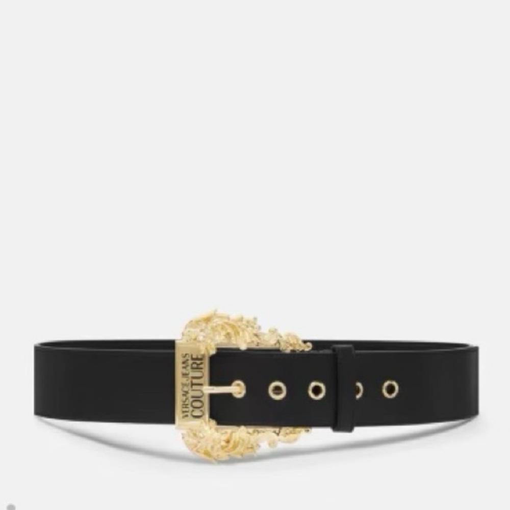 Versace Black and Gold Baroque Belt